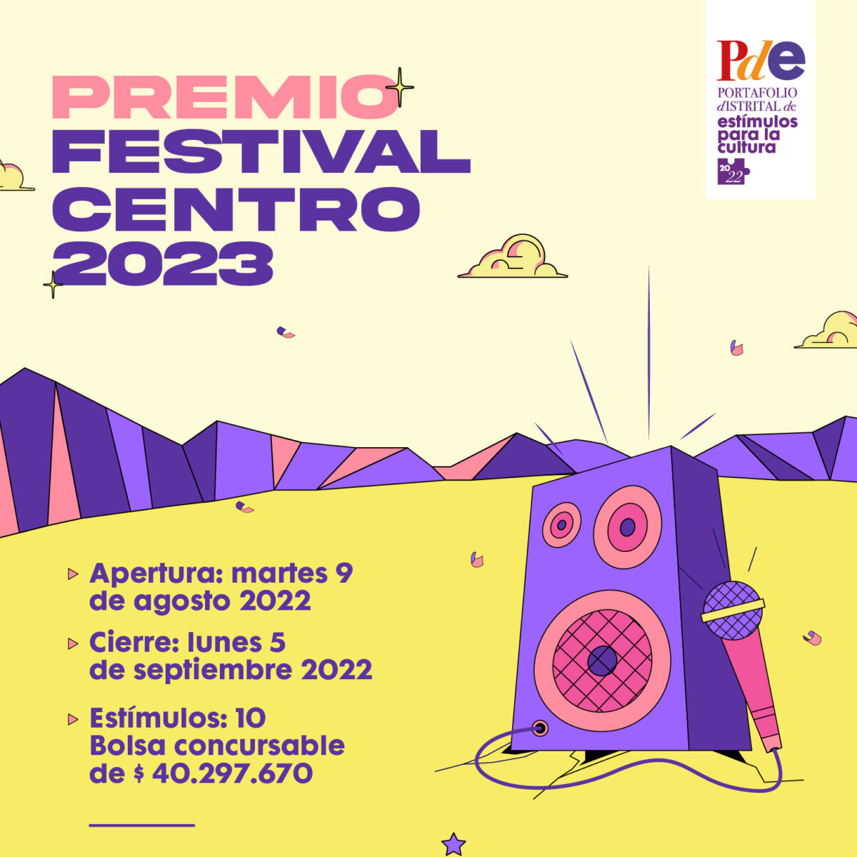 Convocatoria Premio Festival Centro 2023 Programa Distrital de Estimulos para la Cultura