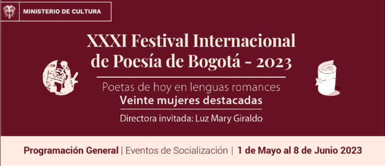 La 31° edición del Festival Internacional de Poesía de Bogotá se llevará a cabo del 1 de mayo al 8 de junio de 2023