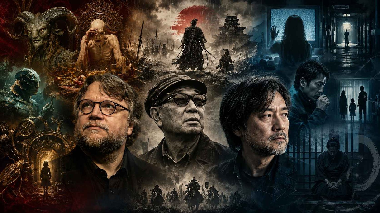 Guillermo del Toro, Akira Kurosawa y Kiyoshi Kurosawa.Tres miradas atraviesan la niebla del cine: entre criaturas, guerreros y silencios, la imaginación convierte el miedo en memoria y belleza.